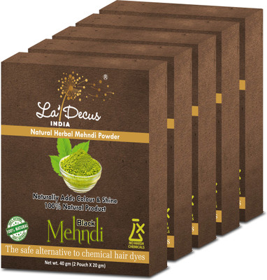 

La'Decus Natural Herbal Organic Mehndi (Black) Powder for Hair with Medicinal Herbs (Pack of 5) Each 40 gm(40 g)