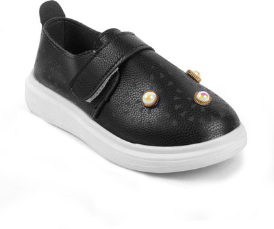 

KITTENS Girls Velcro Ballerinas(Black