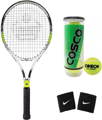 

Cosco Action 2000D Tennis Racquet ( Pack of 1 ) ( Color on Availability) With Tennis Ball "All Court ", 1 Pair Wrist Band Tennis Kit