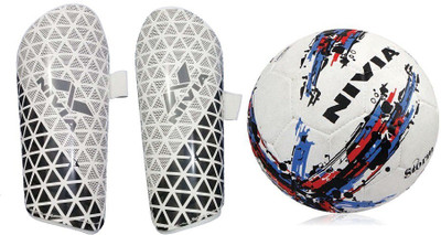 

Nivia Wisdom 2018 football shin guard (Size- Medium) and one 'Storm' Football (Color on Availability )- Football Kit