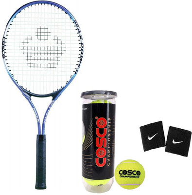 

Cosco Max Power Tennis Racquet with Tennis Ball " Championship " ( 3 balls ) and 1 pair Wrist Band Tennis Kit
