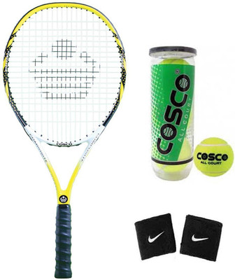 

Cosco Power Beam ( Senior Size ) Tennis Racquet ( Color on Availability) with Tennis Ball " All Court " 2 Band Tennis Kit