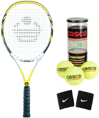 

Cosco Power Beam ( Senior Size ) Tennis Racquet ( Color on Availability) with Tennis Ball " Championship " 2 Band Tennis Kit