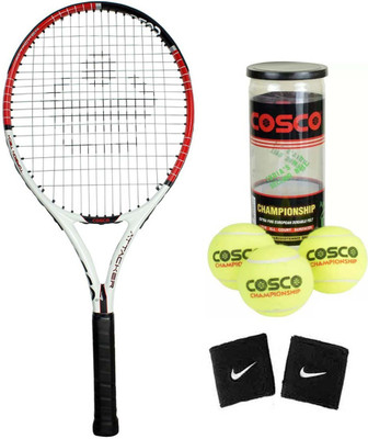 

Cosco Attacker ( Senior Size ) Tennis Racquet ( Color on Availability) with Tennis Ball " Championship " 2 Band Tennis Kit