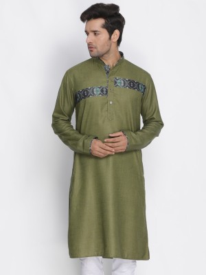 VASTRAMAY Men Solid Straight Kurta(Dark Green)