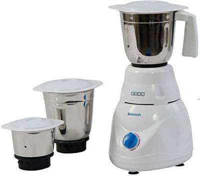 USHA Smash Mixer Grinder (MG-2853) 500-Watt 3 Jars (White) 8970 600 Mixer Grinder (3 Jars, White)