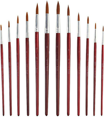 

Zahuu Short Handle Synthetic Round Pointed Tip Artist Paint Brush(Set of 9, Maroon)