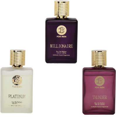 Lyla Blanc MILLIONAIRE PLATINUM THUNDER Perfume Spray for Men- (Set of 3) (100ml each) Eau de Parfum - 100 ml(For Men)