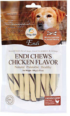 

Goofy Tails Endi Chicken & Milk Flavor Twists Natural Palatable Dog Chew Chicken Dog Treat(100 g)