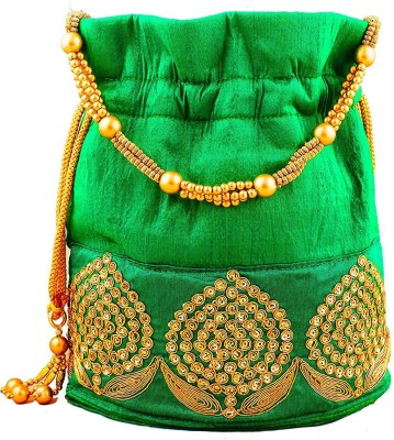 Dms Retail Rajasthani Potli Bag For Wedding Satchel Bag For Women And Girls Green Potli