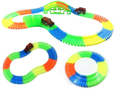 

Kiditos Magic Race Flexible and Bendable Glow Twister Track Set Toy (132 Pcs)(Multicolor)