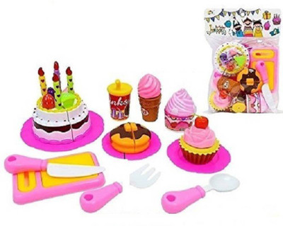 

JAYNIL ENTERPRISE 24 Pcs Birthday DIY Cake Pretend Play Toys, Birthday Party Cake Cutting Set Toy for Kids