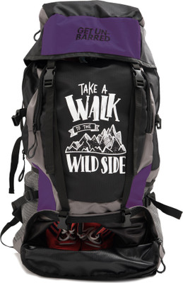 

Get Un-Barred Adventure Stylish Series Water Resistance Trekking Hiking Travel Bag With Shoe Compartment Rucksack - 55(Purple, Black), Black;purple