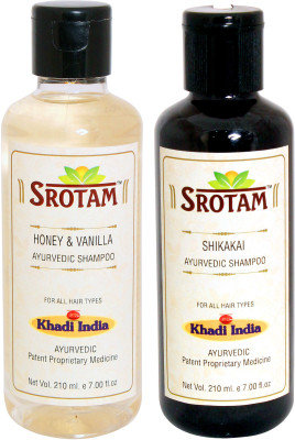 

Srotam Honey & Vanilla Shampoo AND Shikakai Shampoo- ( Set of 1 Bottle Each 210 ML)(420 ml)