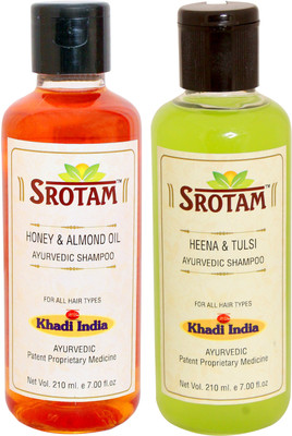 

Srotam Honey & Almond Oil Shampoo AND Heena & Tulsi Shampoo- ( Set of 1 Bottle Each 210 ML)(420 ml)
