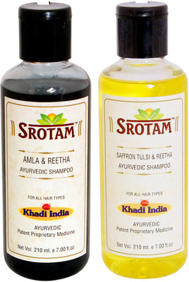 

Srotam Amla & Reetha Shampoo AND Saffron, Tulsi & Reetha Shampoo- ( Set of 1 Bottle Each 210 ML)(420 ml)
