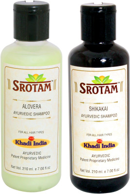 

Srotam Aloevera Shampoo AND Shikakai Shampoo- ( Set of 1 Bottle Each 210 ML)(420 ml)