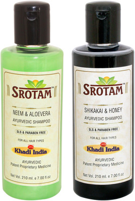 

Srotam Neem & Aloevera Shampoo SLS-Paraben Free AND Shikakai & Honey Shampoo SLS-Paraben Free- ( Set of 1 Bottle Each 210 ML)(420 ml)