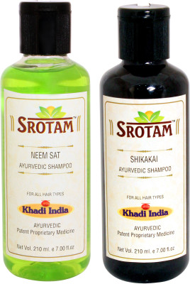 

Srotam Neem Sat Shampoo AND Shikakai Shampoo- ( Set of 1 Bottle Each 210 ML)(420 ml)