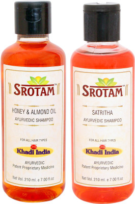 

Srotam Honey & Almond Oil Shampoo AND Satritha Shampoo- ( Set of 1 Bottle Each 210 ML)(420 ml)