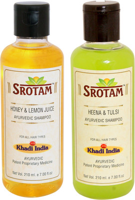 

Srotam Honey & Lemon Juice Shampoo AND Heena & Tulsi Shampoo- ( Set of 1 Bottle Each 210 ML)(420 ml)