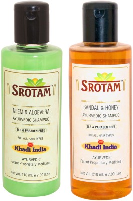 

Srotam Neem & Aloevera Shampoo SLS-Paraben Free AND Sandalwood & Honey Shampoo SLS-Paraben Free- ( Set of 1 Bottle Each 210 ML)(420 ml)