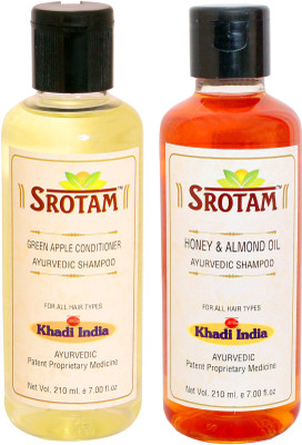 

Srotam Green Apple Conditioner Shampoo AND Honey & Almond Oil Shampoo- ( Set of 1 Bottle Each 210 ML)(420 ml)