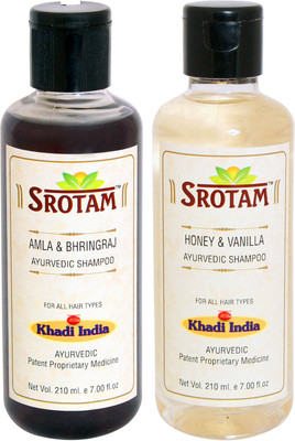 

Srotam Amla & Bhringraj Shampoo AND Honey & Vanilla Shampoo- ( Set of 1 Bottle Each 210 ML)(420 ml)