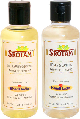 

Srotam Green Apple Conditioner Shampoo AND Honey & Vanilla Shampoo- ( Set of 1 Bottle Each 210 ML)(420 ml)