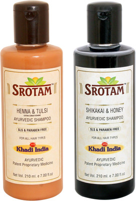 

Srotam Heena & Tulsi Shampoo SLS-Paraben Free AND Shikakai & Honey Shampoo SLS-Paraben Free- ( Set of 1 Bottle Each 210 ML)(420 ml)