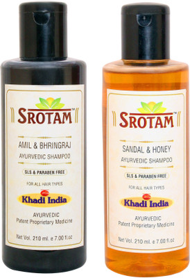 

Srotam Amla & Bhringraj Shampoo SLS-Paraben Free AND Sandalwood & Honey Shampoo SLS-Paraben Free- ( Set of 1 Bottle Each 210 ML)(420 ml)