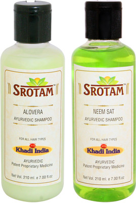 

Srotam Aloevera Shampoo AND Neem Sat Shampoo- ( Set of 1 Bottle Each 210 ML)(420 ml)
