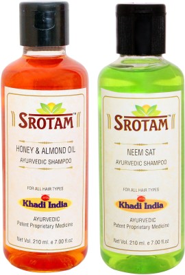 

Srotam Honey & Almond Oil Shampoo AND Neem Sat Shampoo- ( Set of 1 Bottle Each 210 ML)(420 ml)