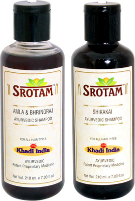 

Srotam Amla & Bhringraj Shampoo AND Shikakai Shampoo- ( Set of 1 Bottle Each 210 ML)(420 ml)