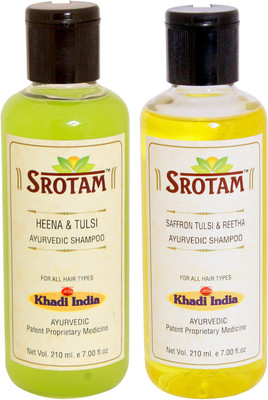 

Srotam Heena & Tulsi Shampoo AND Saffron, Tulsi & Reetha Shampoo- ( Set of 1 Bottle Each 210 ML)(420 ml)