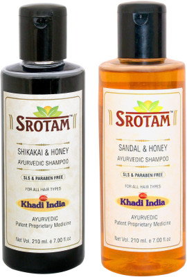 

Srotam Shikakai & Honey Shampoo SLS-Paraben Free AND Sandalwood & Honey Shampoo SLS-Paraben Free- ( Set of 1 Bottle Each 210 ML)(420 ml)