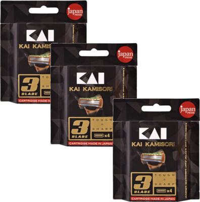 

Kai Kamisori 3 Blades Men's Razor Cartridge 4 Pcs (Pack of 3)(Pack of 3)
