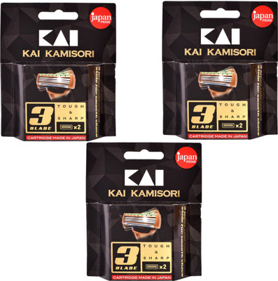 

Kai Kamisori 3 Blades Men's Razor Cartridge 2 Pcs (Pack of 3)(Pack of 3)