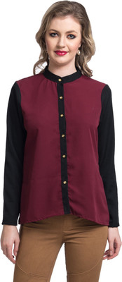 

Uptownie Lite Women's Solid Party Maroon Shirt