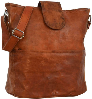 

RSN Girls Casual Brown Genuine Leather Sling Bag