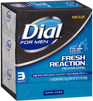 

Dial For Men Fresh Reaction Bar Soap, Sub Zero, 3 Count(100 g, Pack of 3)