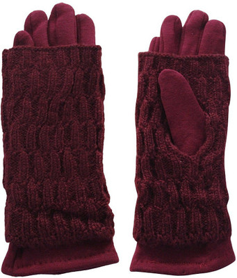 

AllExtreme Warm Winter Woolen Hand Gloves For Women Inner Gloves (, Maroon