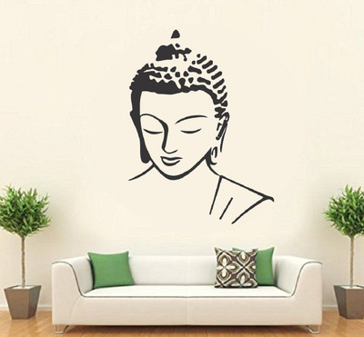 Asmi Collections 88 cm Beautiful Black God Buddha Removable Sticker(Pack of 1)