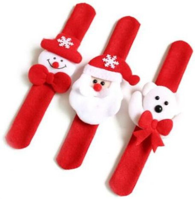 

TASHKURST 3pcs Christmas Wristband Bracelet Slap Wrist Bands Xmas Party Favors Bag Fillers Gifts for Kids - 1 cm(Red)