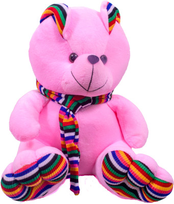 

Playzone Teddy Bear Stuff Toy with colorful muffler - 13.5 inch(Pink)