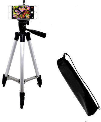 

LIFEMUSIC Tripod - 3110 Portable & Foldable Camera - Mobile Tripod with Mobile Clip Holder Bracket, Fully Flexible Mount Cum Tripod, Stand with Three-Dimensional Head For Smartphone Tripod(silver\black, Supports Up to 1500)