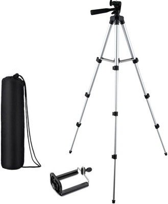 

KBOOM Camera Tripod Stand With 3-Way Head Tripod for Digital Camera DV Camcorder, Tripod 3110 with mobile Phone holder mount Tripod(Silver, Black, Supports Up to 1500 g)