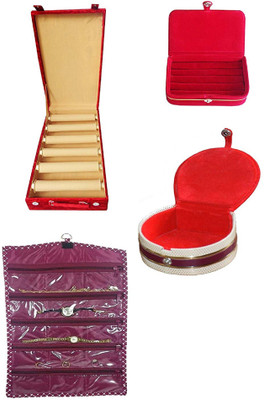 

Aditi Collection combo of new desinger 6roll bangle box with combo jewellery Box and watch Cover vanity box Vanity Box(Multicolor)