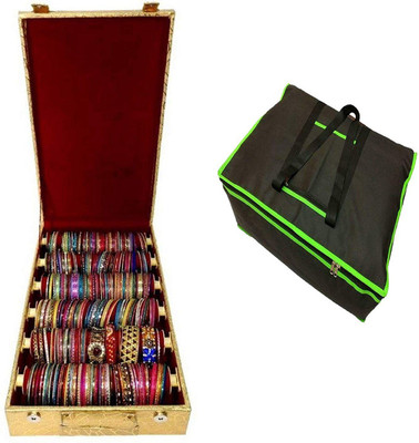 

Aditi Collection combo of new desinger 6roll bangle box with blanket Cover vanity box Vanity Box(Multicolor)