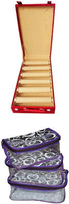

Aditi Collection combo of new desinger 6roll bangle box with combo jewellery Box vanity box Vanity Box(Multicolor)